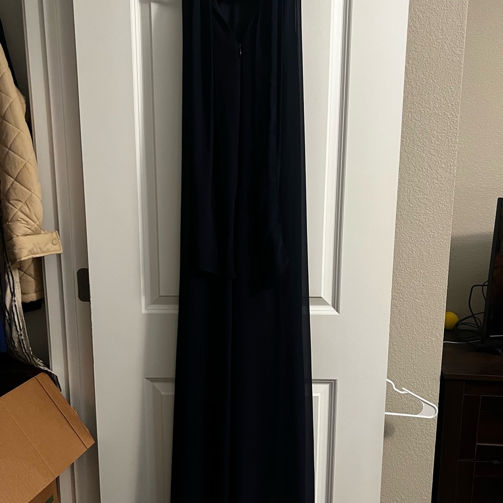 1.State dark blue chiffon halter